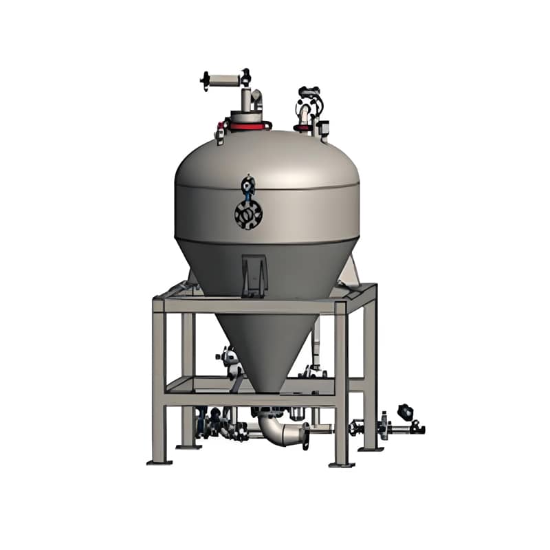 Bottom-discharge positive pressure dense phase pneumatic conveying pressure vessel with valve group