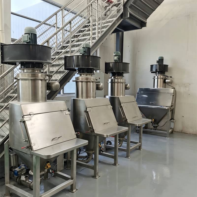 Engineering drawing with dimensions of stainless steel bag dumping station