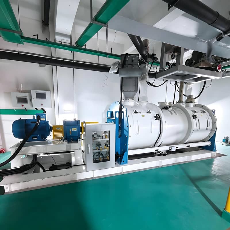 Horizontal ribbon mixer with U-shaped trough and stainless steel construction