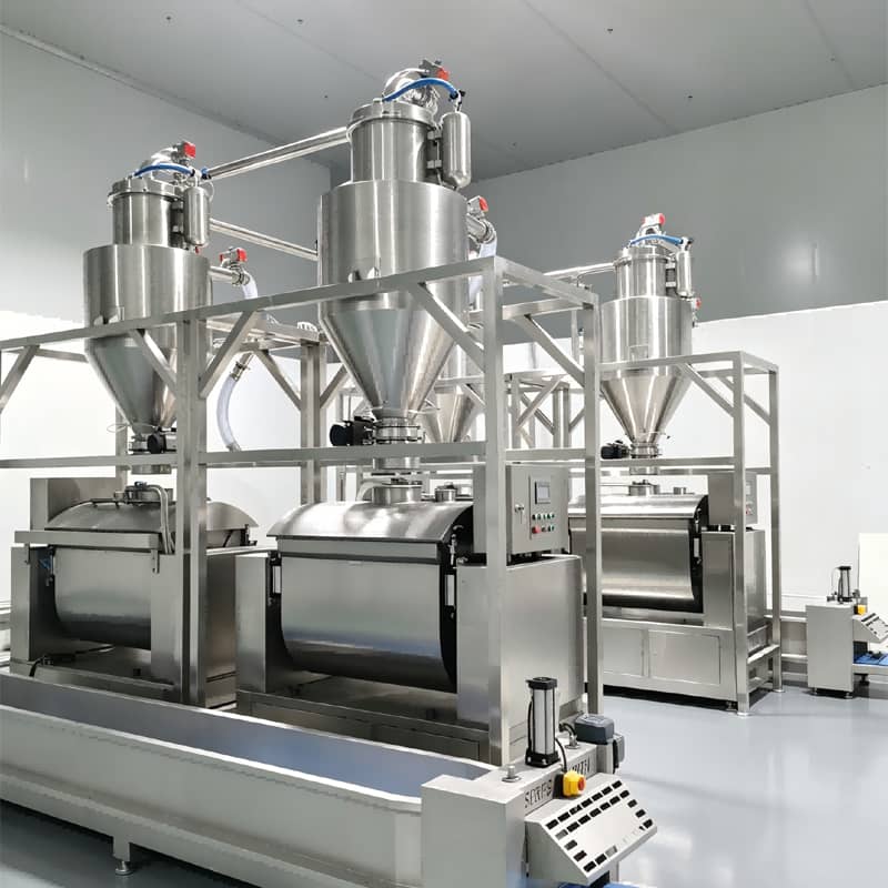 Complete vacuum feeding and weighing system with PLC control for automated dosing