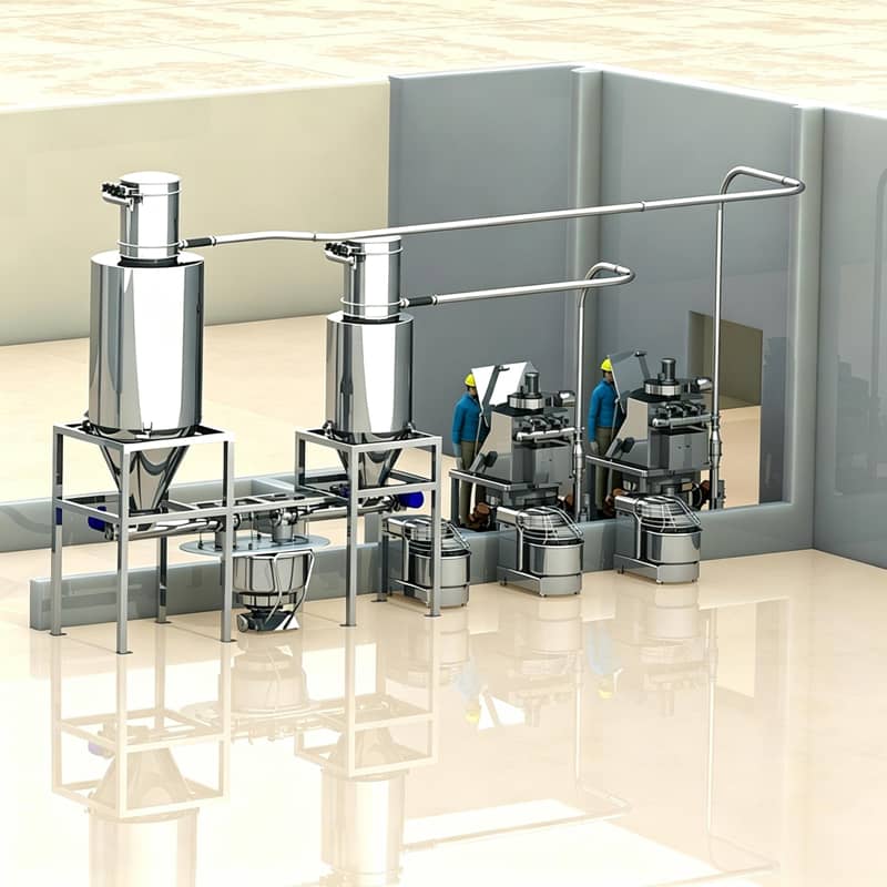 Loss-in-weight vacuum feeding system with ZKS series gravimetric feeder for powder dosing - Guanjiang