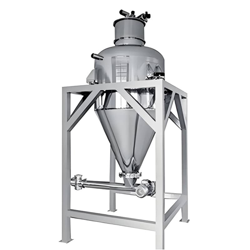 Complete vacuum feeding and weighing system with weighing hopper, load cells, and PLC control