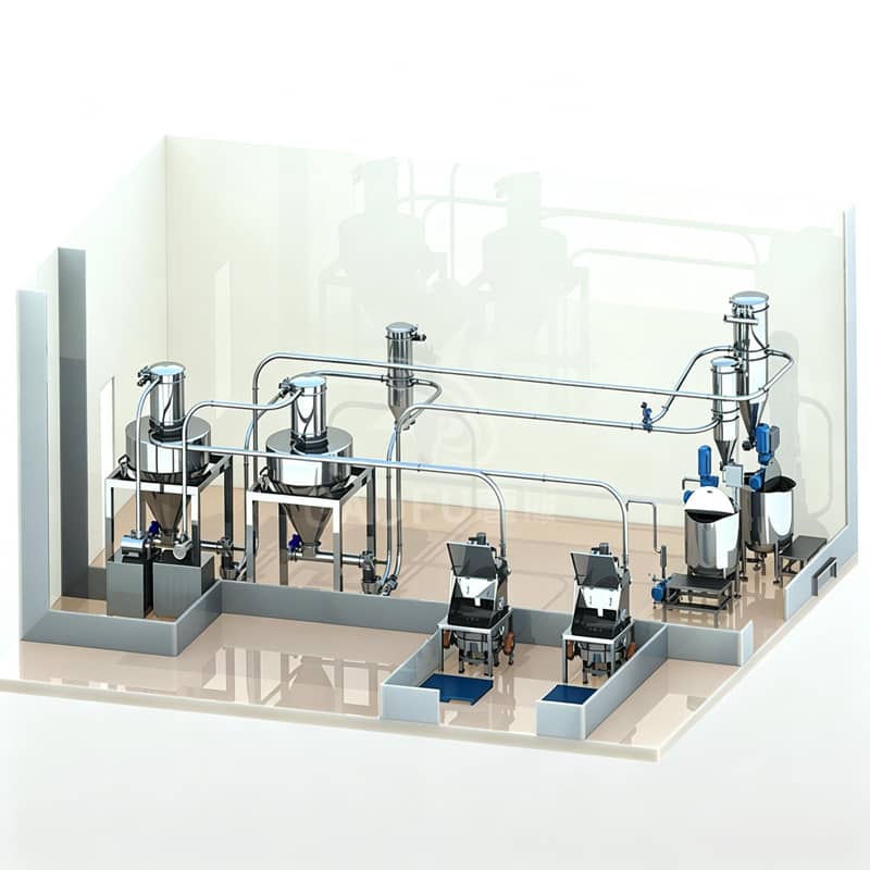 Loss-in-weight vacuum feeding system with ZKS series gravimetric feeder for powder dosing - Guanjiang