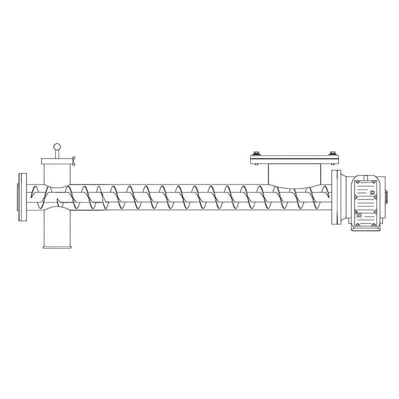	Ribbon-style screw flighting for sticky or cohesive powder applications