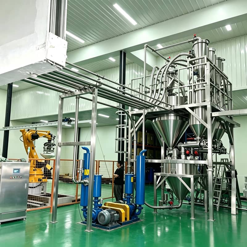 Automatic powder batching system with stainless steel structure and PLC control - Guanjiang