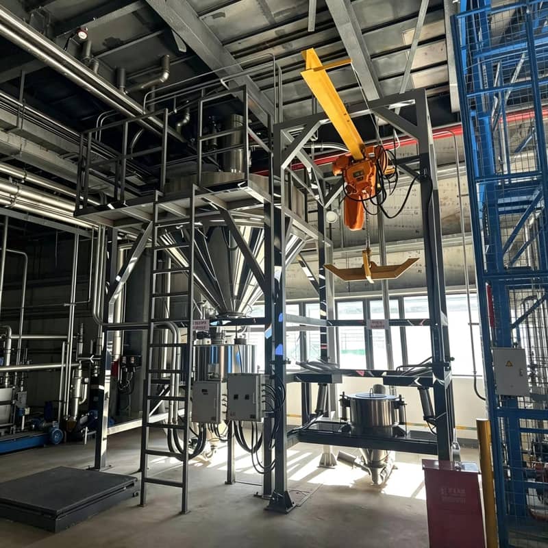 Fully enclosed vacuum conveying system for reactor feeding with FIBC bag dump station and vacuum conveyor - Guanjiang