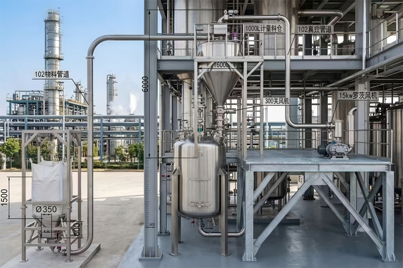 Explosion-proof vacuum conveyor installed in lithium battery material production facility