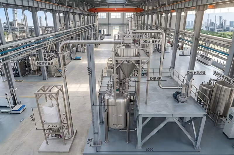 Process flow diagram of continuous vacuum conveying system with pulse-jet cleaning