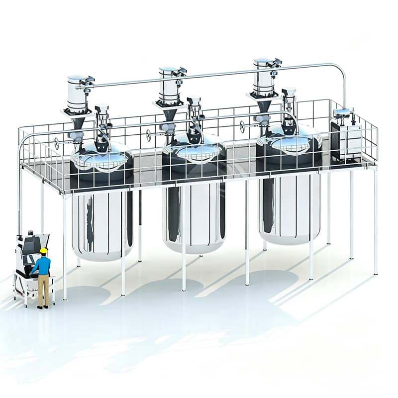 Process flow diagram of automatic reactor feeding system showing material routing